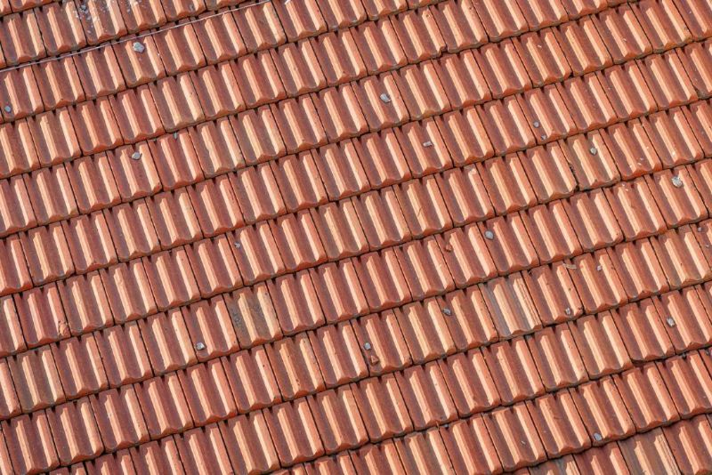 Detalle de tejas de barro solapadas