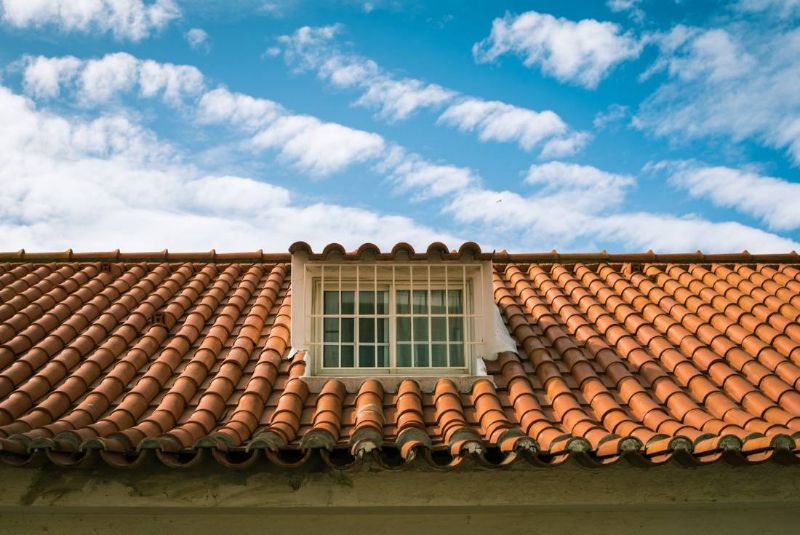 Finestra da tetto su una copertura in tegole