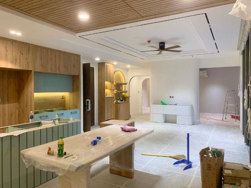 Cocina y comedor en plena reforma